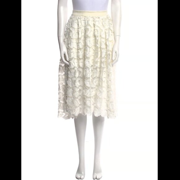 Maje Lace Pattern Knee-Length Skirt White Size 38